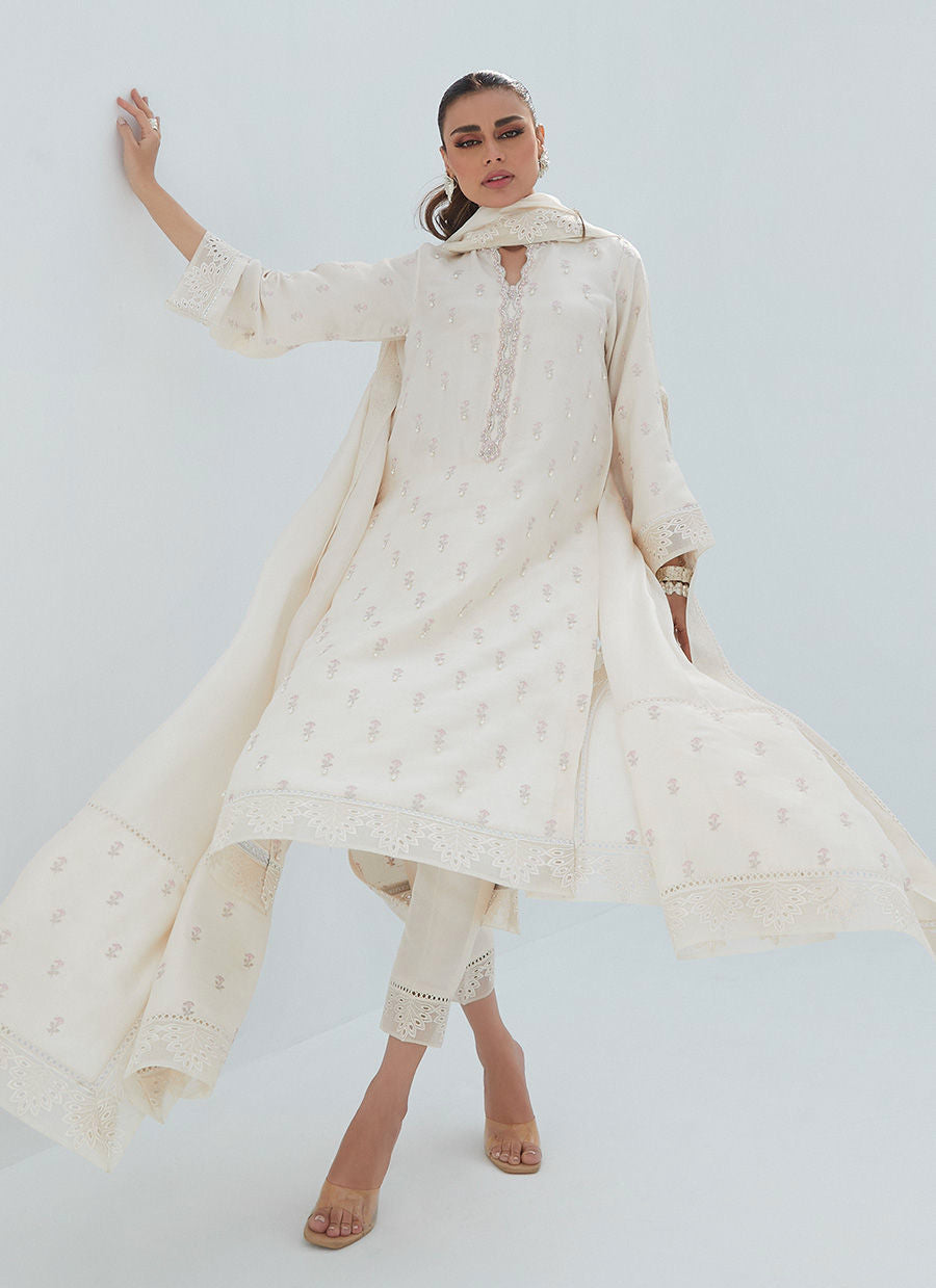 Farah Talib Aziz | Designer Picks 24 | ROSIE IVORY SHIRT AND DUPATTA - House Of Hania