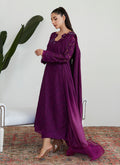Farah Talib Aziz | Designer Picks 24 | SANGRIA SILK CUTWORK SHIRT WITH PRE DRAPED DUPATTA - House Of Hania