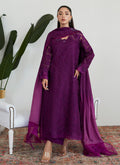 Farah Talib Aziz | Designer Picks 24 | SANGRIA SILK CUTWORK SHIRT WITH PRE DRAPED DUPATTA - House Of Hania