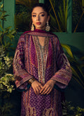 Farah Talib Aziz | Designer Picks 24 | SETAREH PURPLE CHUNRI KURTA WITH PURE SILK OMBRE DUPATTA - House Of Hania