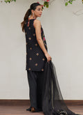 Farah Talib Aziz | Designer Picks 24 | SIYA BLACK EMBROIDERED SHIRT AND DUPATTA - House Of Hania