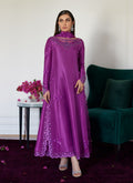 Farah Talib Aziz | Designer Picks 24 | TIERRA MUTED MAGENTA EMBROIDERED RAW SILK KALIDAR WITH DUPATTA - House Of Hania