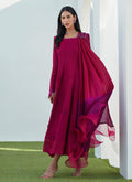 Farah Talib Aziz | Designer Picks 24 | VIV MAGENTA KALIDAAR WITH DRAPED DUPATTA - House Of Hania