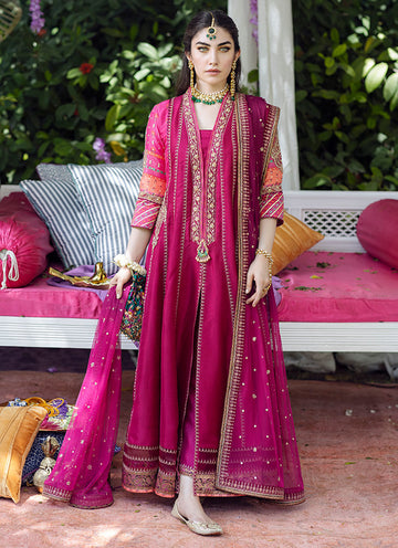 Farah Talib Aziz | Designer Picks 24 | ZAREEN FUCHSIA KALIDAAR AND DUPATTA - House Of Hania