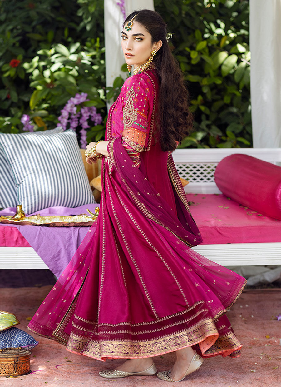 Farah Talib Aziz | Designer Picks 24 | ZAREEN FUCHSIA KALIDAAR AND DUPATTA - House Of Hania