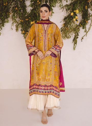 Farah Talib Aziz | Designer Picks 24 | ZARF OCHRE SHIRT AND DUPATTA - House Of Hania