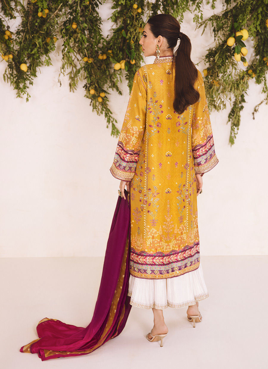 Farah Talib Aziz | Designer Picks 24 | ZARF OCHRE SHIRT AND DUPATTA - House Of Hania