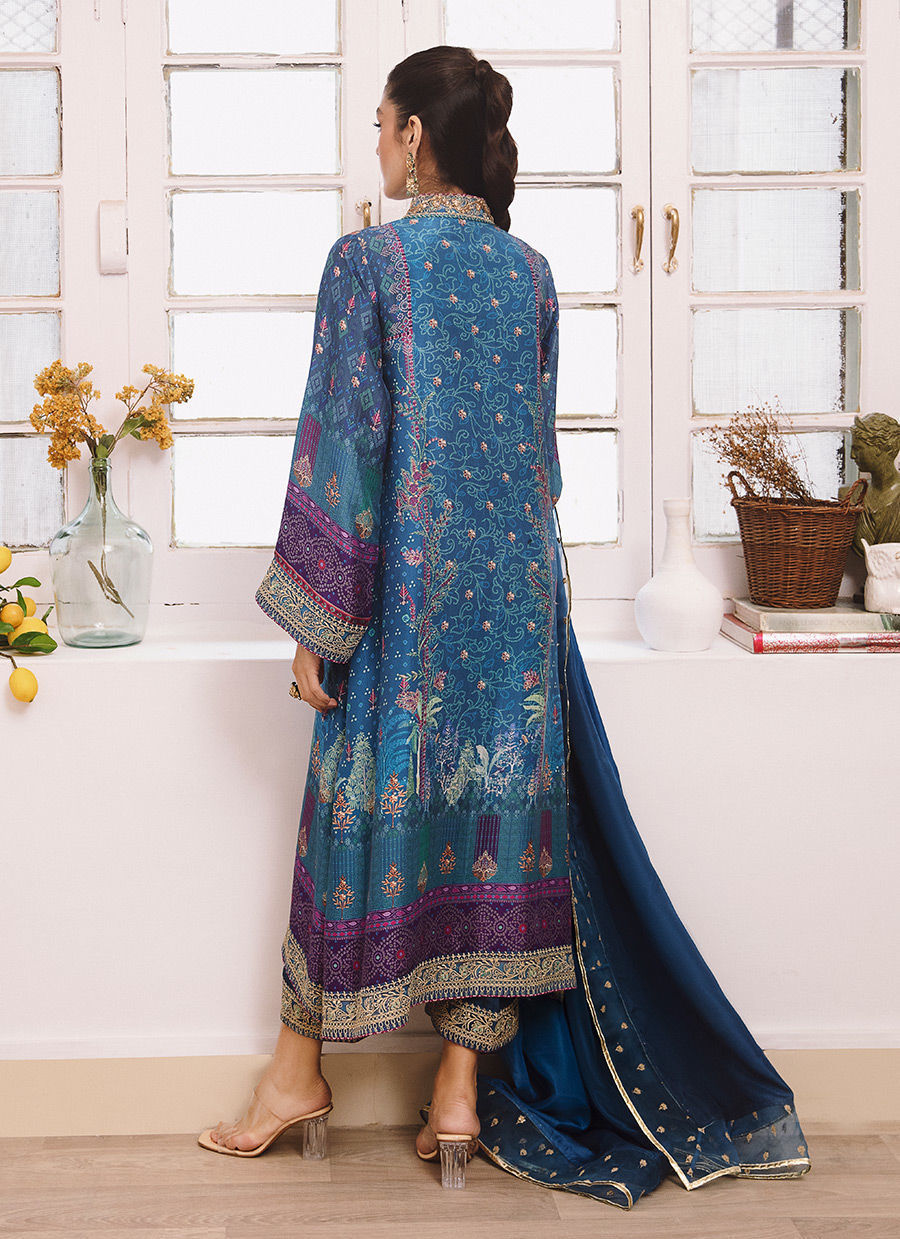 Farah Talib Aziz | Designer Picks 24 | ZOHRA LAPIS SHIRT AND DUPATTA - House Of Hania