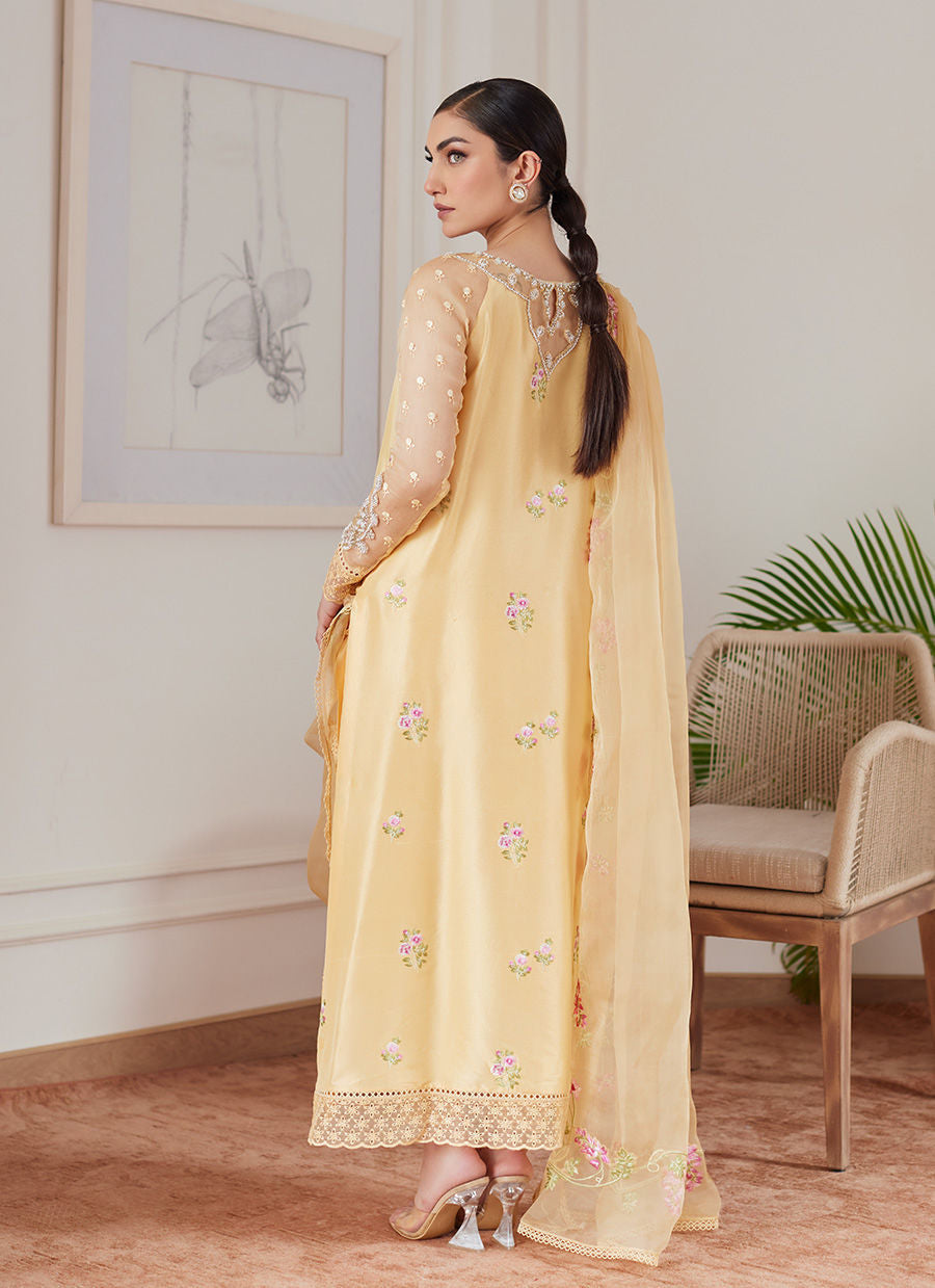 Farah Talib Aziz | Luna Eid Collection 24 | CYRILLA PALE YELLOW - House Of Hania