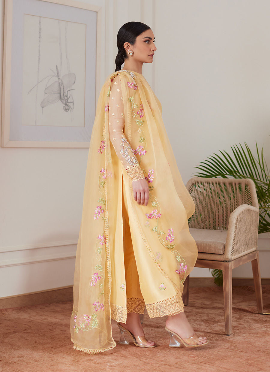 Farah Talib Aziz | Luna Eid Collection 24 | CYRILLA PALE YELLOW - House Of Hania