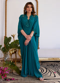 Farah Talib Aziz | Luna Eid Collection 24 | EMMELINE EMERALD CREPE - House Of Hania