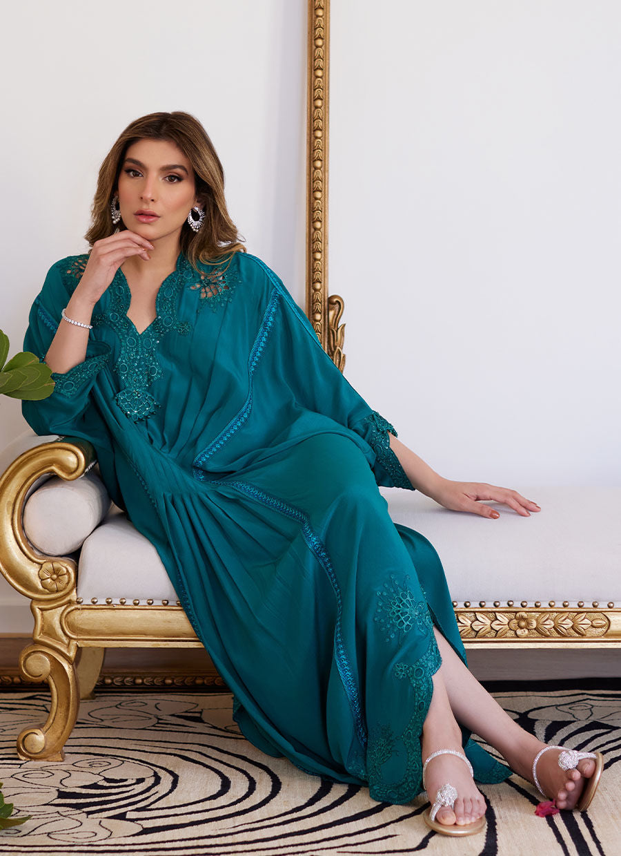 Farah Talib Aziz | Luna Eid Collection 24 | EMMELINE EMERALD CREPE - House Of Hania