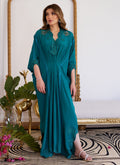 Farah Talib Aziz | Luna Eid Collection 24 | EMMELINE EMERALD CREPE - House Of Hania