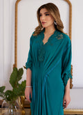 Farah Talib Aziz | Luna Eid Collection 24 | EMMELINE EMERALD CREPE - House Of Hania