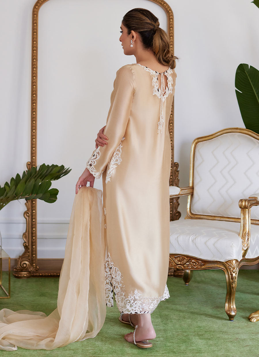 Farah Talib Aziz | Luna Eid Collection 24 | MELVINA CHAMPAGNE BEIGE - House Of Hania