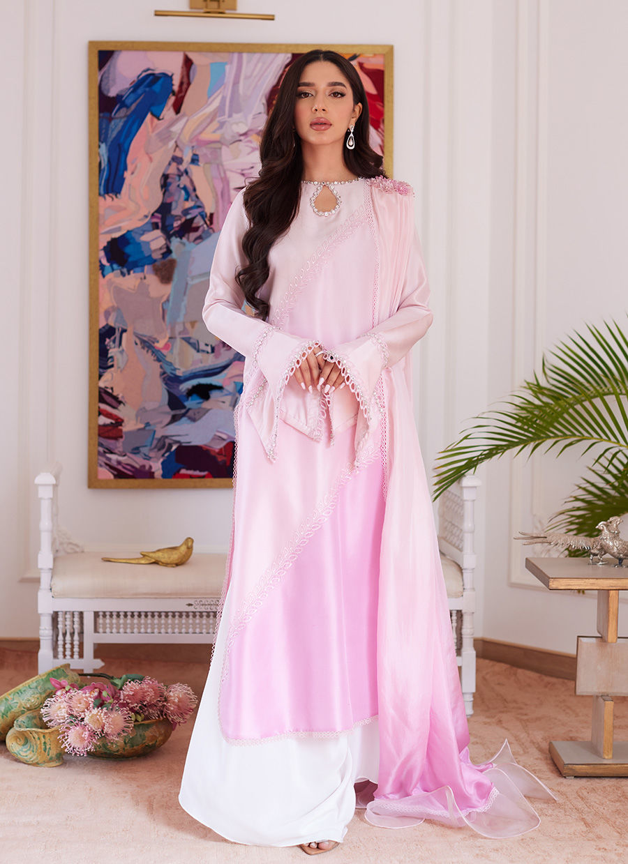 Farah Talib Aziz | Luna Eid Collection 24 | RELLIA BABY PINK - House Of Hania