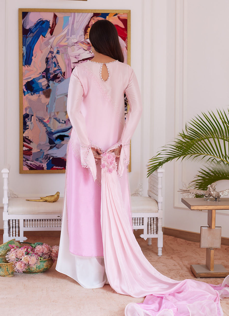 Farah Talib Aziz | Luna Eid Collection 24 | RELLIA BABY PINK - House Of Hania