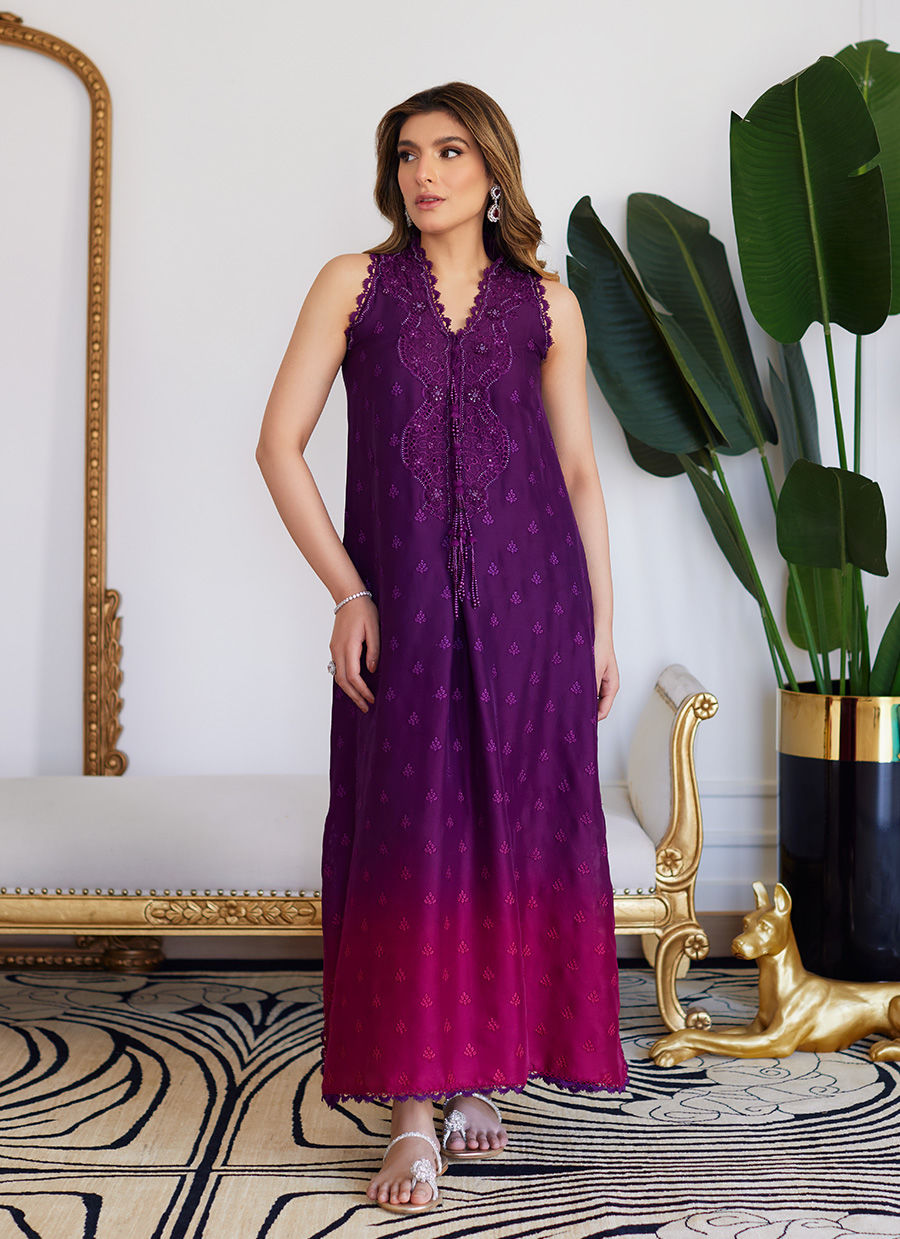 Farah Talib Aziz | Luna Eid Collection 24 | VIOLETTE WILD BERRY OMBRE - House Of Hania