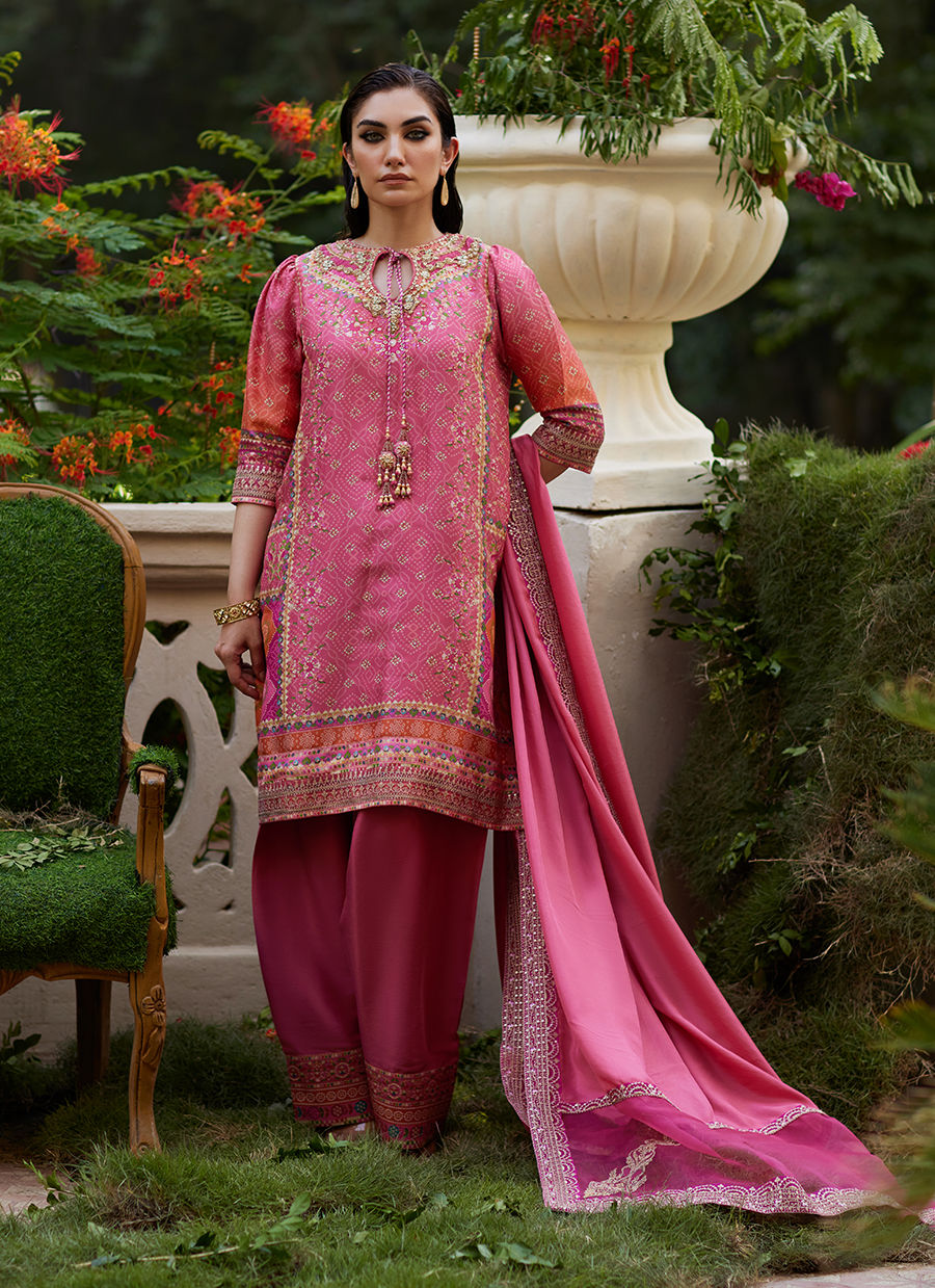 Farah Talib Aziz | Mayna Festive Prints 24 | Abila Shirt And Dupatta - House Of Hania
