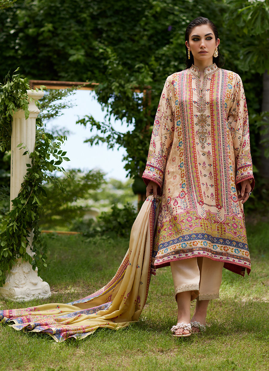 Farah Talib Aziz | Mayna Festive Prints 24 | Delkash Shirt And Dupatta - House Of Hania