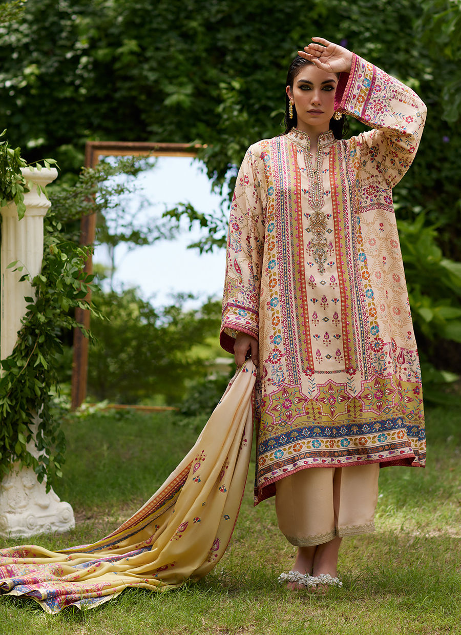 Farah Talib Aziz | Mayna Festive Prints 24 | Delkash Shirt And Dupatta - House Of Hania