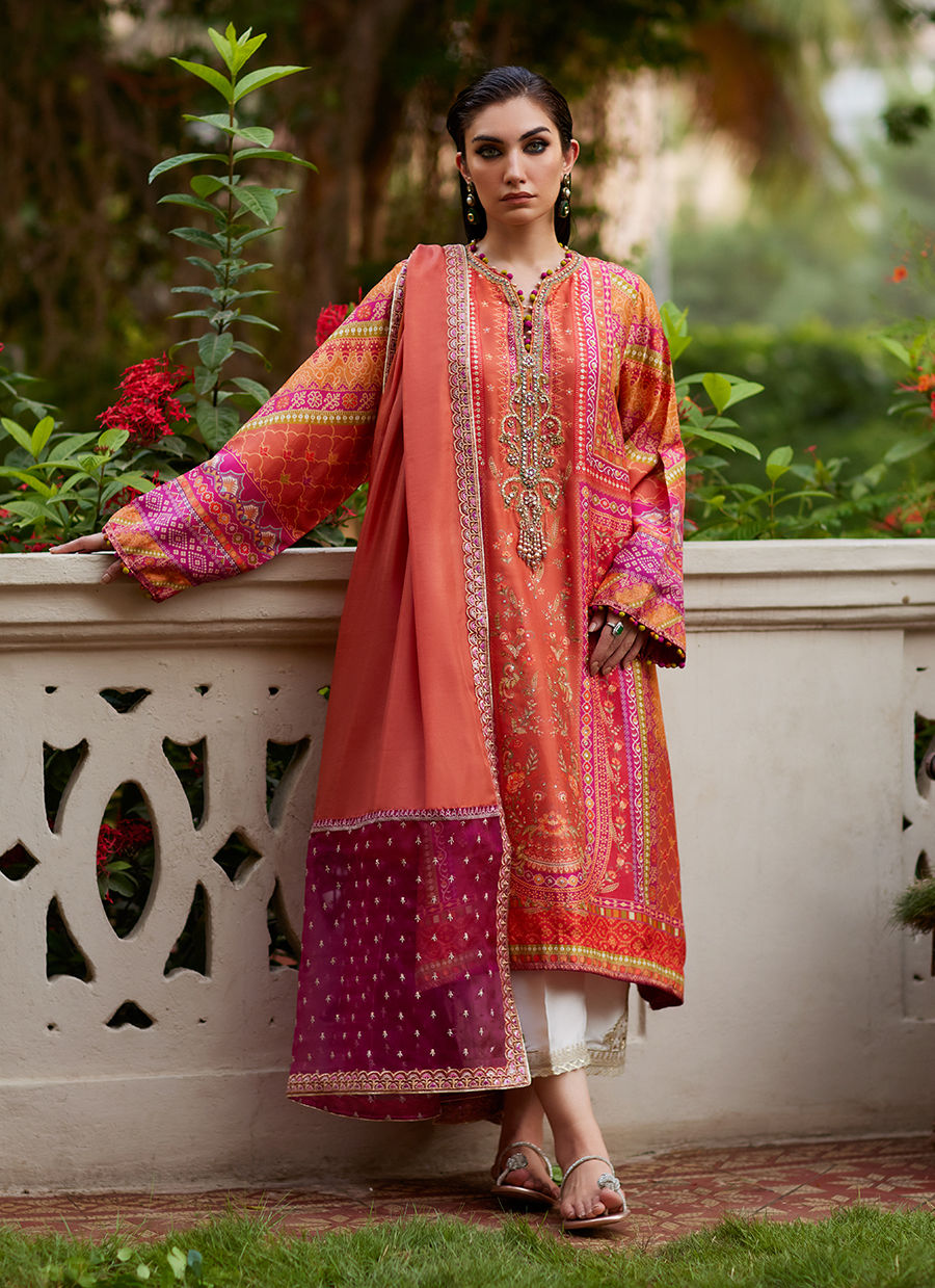 Farah Talib Aziz | Mayna Festive Prints 24 | Fadil Shirt And Dupatta - House Of Hania