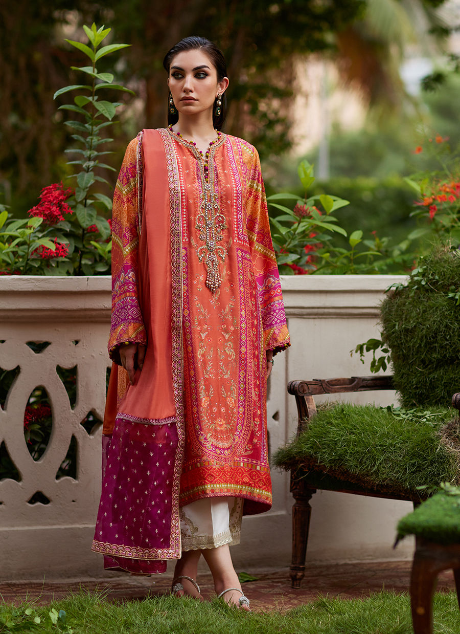Farah Talib Aziz | Mayna Festive Prints 24 | Fadil Shirt And Dupatta - House Of Hania