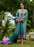 Farah Talib Aziz | Mayna Festive Prints 24 | Leisha Teal Ombre Shirt And Dupatta - House Of Hania