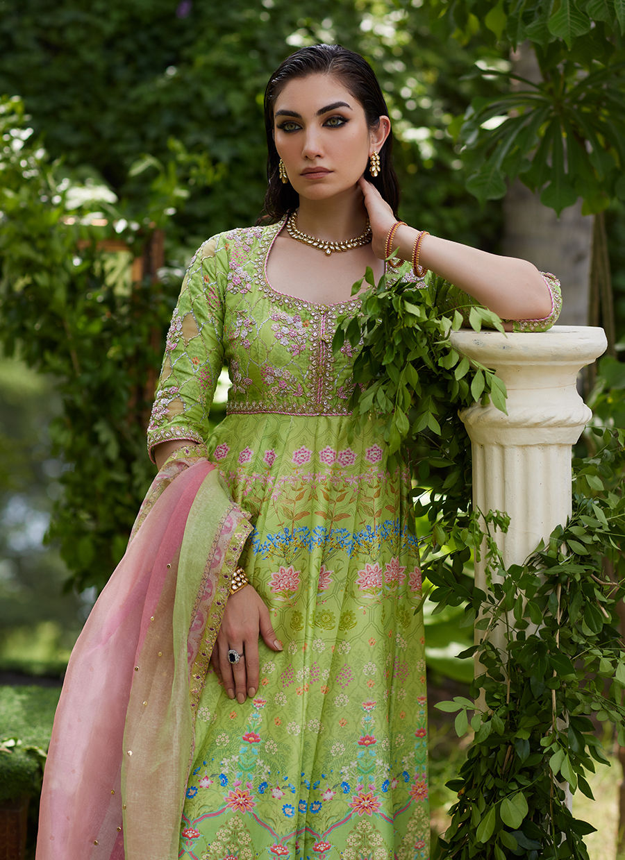 Farah Talib Aziz | Mayna Festive Prints 24 | Limees Kalidaar With Dupatta - House Of Hania