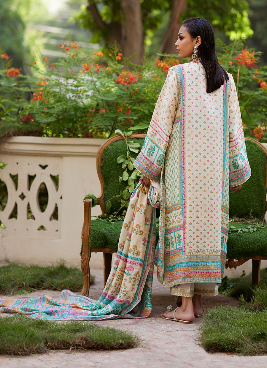 Farah Talib Aziz | Mayna Festive Prints 24 | Nural Ivory Kurta And Dupatta - House Of Hania