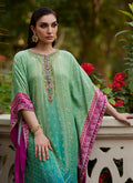 Farah Talib Aziz | Mayna Festive Prints 24 | Persia Teal Ombre Kaftan - House Of Hania