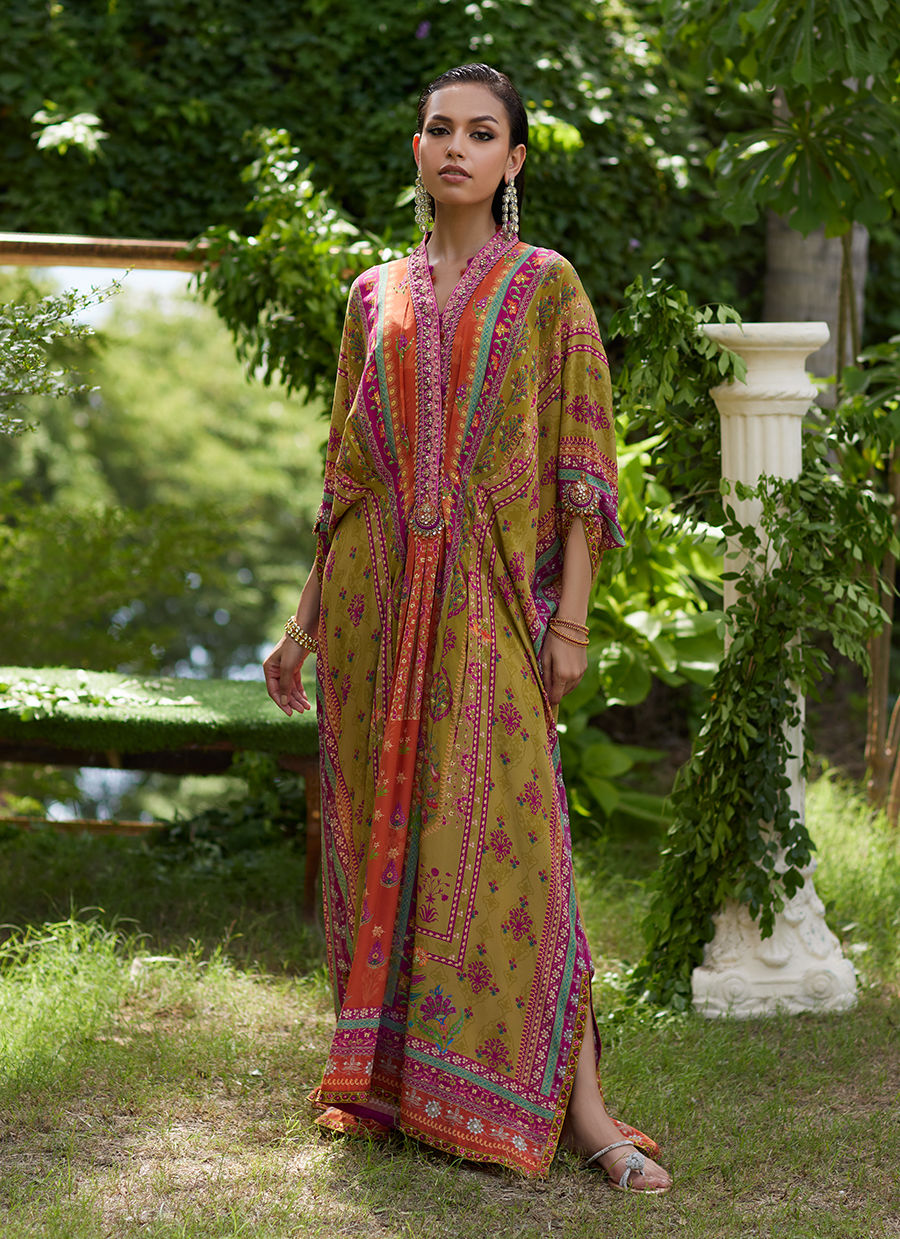 Farah Talib Aziz | Mayna Festive Prints 24 | Qailah Kaftan - House Of Hania