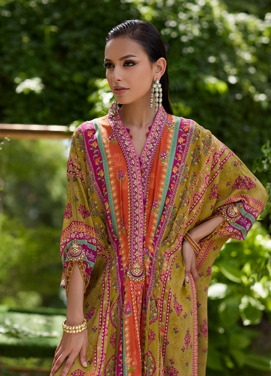 Farah Talib Aziz | Mayna Festive Prints 24 | Qailah Kaftan - House Of Hania
