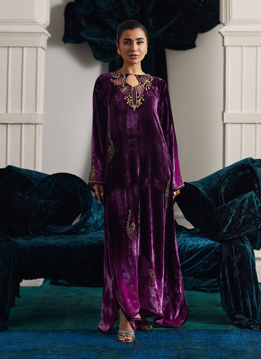 Farah Talib Aziz | Velvets The After Party | NIA OMBRE VELVET KAFTAN - House Of Hania