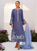 Farah Talib Aziz | Zaza Luxe Pret 24 | ALO BLUE EMBROIDERED SHIRT AND DUPATTA - House Of Hania