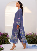 Farah Talib Aziz | Zaza Luxe Pret 24 | ALO BLUE EMBROIDERED SHIRT AND DUPATTA - House Of Hania