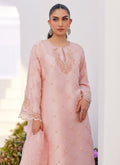Farah Talib Aziz | Zaza Luxe Pret 24 | BEBE BLUSH PINK EMBELLISHED RAW SILK KURTA SHIRT AND DUPATTA - House Of Hania