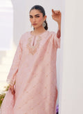 Farah Talib Aziz | Zaza Luxe Pret 24 | BEBE BLUSH PINK EMBELLISHED RAW SILK KURTA SHIRT AND DUPATTA - House Of Hania