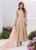 Farah Talib Aziz | Zaza Luxe Pret 24 | CHARLENE SAND EMBROIDERED KALIDAAR WITH DUPATTA - House Of Hania