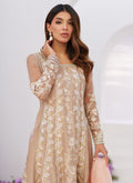 Farah Talib Aziz | Zaza Luxe Pret 24 | CHARLENE SAND EMBROIDERED KALIDAAR WITH DUPATTA - House Of Hania