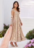 Farah Talib Aziz | Zaza Luxe Pret 24 | CHARLENE SAND EMBROIDERED KALIDAAR WITH DUPATTA - House Of Hania