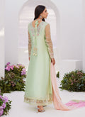 Farah Talib Aziz | Zaza Luxe Pret 24 | COLLETTE MINT OMBRE EMBELLISHED COLUMN SHIRT WITH KALIDAAR WITH EMBROIDERED SLIP - House Of Hania