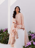 Farah Talib Aziz | Zaza Luxe Pret 24 | ELEA PEACH EMBROIDERED RAW SILK SHIRT AND DUPATTA - House Of Hania