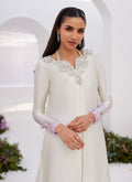 Farah Talib Aziz | Zaza Luxe Pret 24 | LIQUE SILVER OMBRE EMBELLISHED KAFTAAN CUT SHIRT - House Of Hania