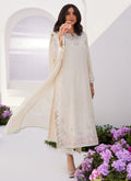 Farah Talib Aziz | Zaza Luxe Pret 24 | LYA IVORY EMBELLISHED RAW SILK SHIRT AND DUPATTA - House Of Hania