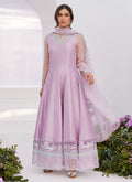 Farah Talib Aziz | Zaza Luxe Pret 24 | MANON LILAC EMBELLISHED RAW SILK KALIDAAR - House Of Hania