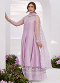 Farah Talib Aziz | Zaza Luxe Pret 24 | MANON LILAC EMBELLISHED RAW SILK KALIDAAR - House Of Hania
