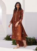 Farah Talib Aziz | Zaza Luxe Pret 24 | NOEMIE CHOCOLATE EMBROIDERED RAW SILK SHIRT AND DUPATTA - House Of Hania