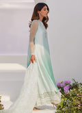Farah Talib Aziz | Zaza Luxe Pret 24 | SOLENE AQUA OMBRE EMBELLISHED COLUMN SHIRT WITH EMBROIDERED KALIDAAR SLIP - House Of Hania