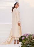 Farah Talib Aziz | Zaza Luxe Pret 24 | TISELE IVORY PLEATED RAW SILK SHIRT AND DUPATTA - House Of Hania